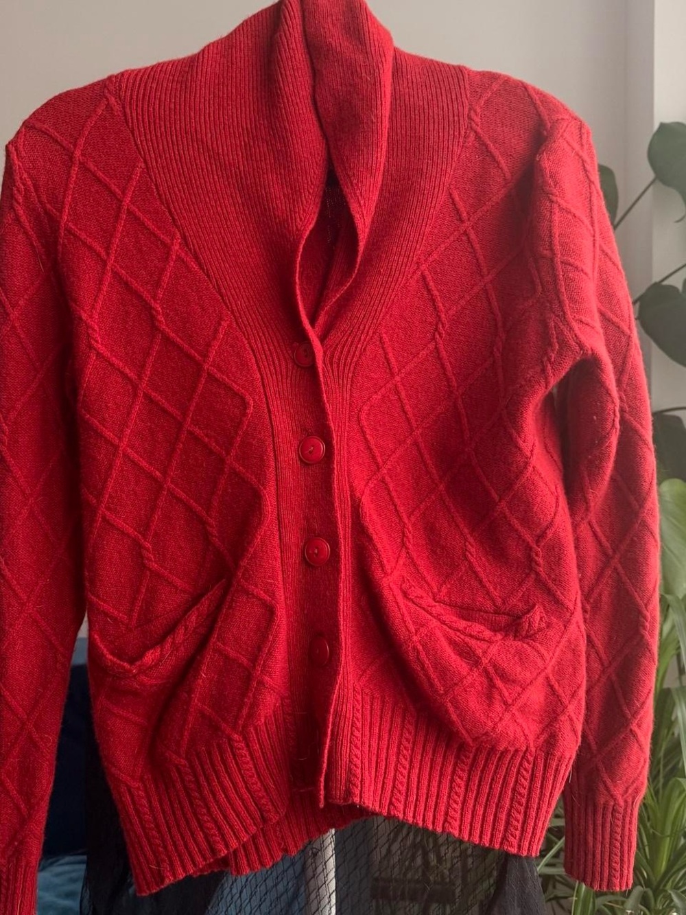 Y2K 2000s Pendleton Red Lambswool Collar Button-Front Women's Cardigan Sz S - Picture 2 of 4